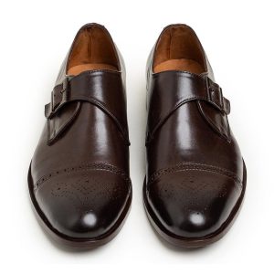 Single Monk Strap Cap Toe Brogue Dress Shoe